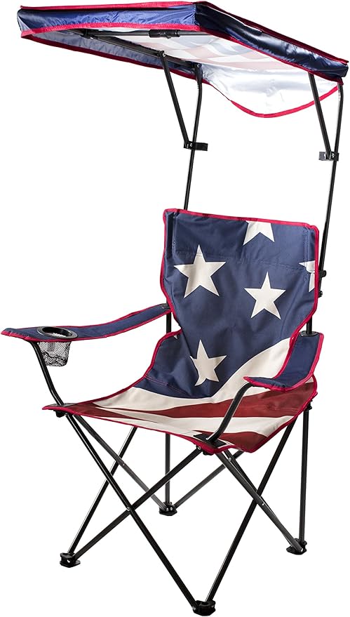 Quik Shade Adjustable Canopy Folding Shade Chair American Flag 0.8'l x 0.8'w x 1.3'h