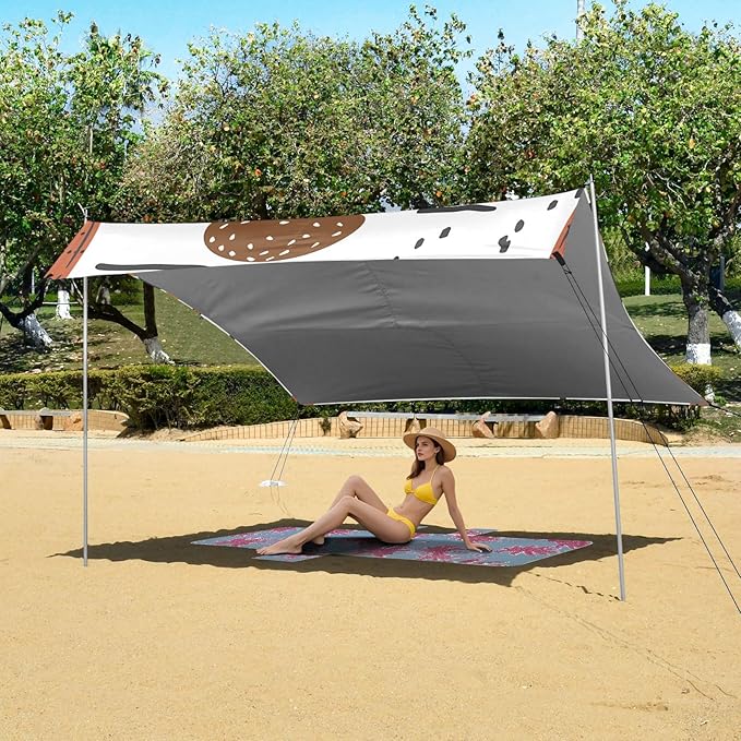 Cute and Simple Dachshund Dog Camping Sun Shelter Beach Tent Portable Beach Sun Shade Outdoor Canopy for Camping Trips Fishing Picnic