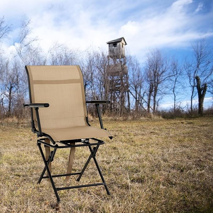 GYMAX Hunting Chair 360 Degree Swivel Hunting Blind Chair with Carry Handle 330 lbs Capacity Comfortable Waterproof Portable and Silent Folding Dove Hunting Chair for Blinds
