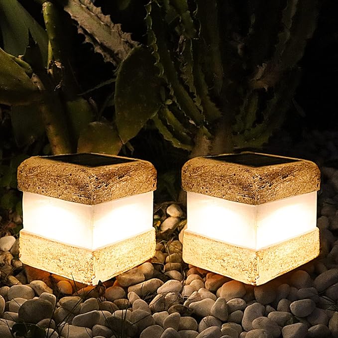Larekook 2 Pack Solar Rock Light Christmas Decorations OutdoorSolar Lights Outdoor Waterproof Fake Rock Garden Statue with LED Light for Lawn Landscape Pathway Yard DecorGarden Gift for Women(Brown)