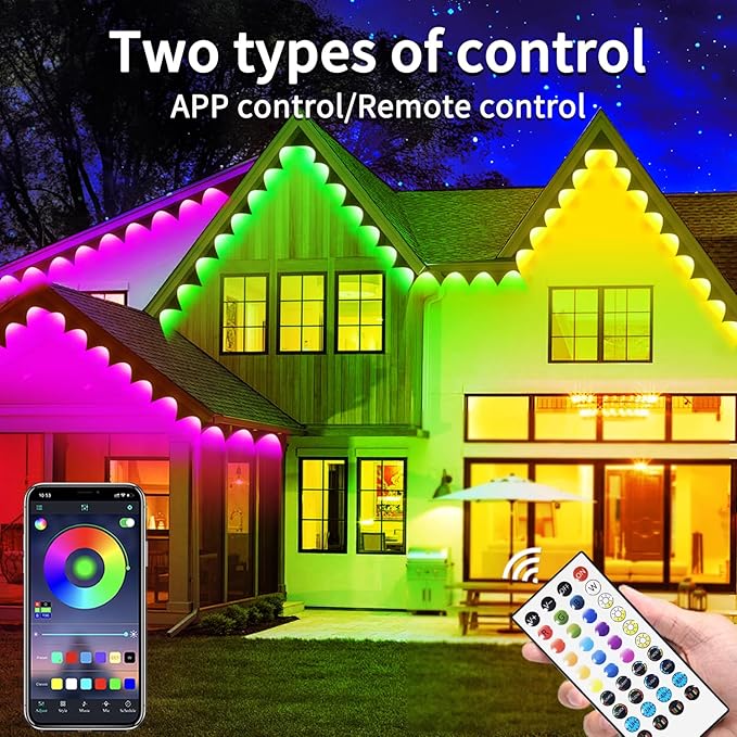 300FT Permanent Outdoor Lights IP67 Waterproof LED Lights App/Remote Control Outside Light Permanent Christmas Lights for House Christmas Party Festival Decoration (2 Rolls 150 FT)