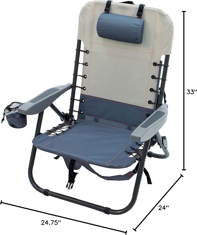 CAMP &amp GO 4-Position Lace-up Suspension Backpack Camping Chair Slate