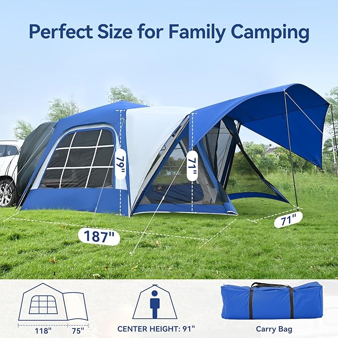 SUV Tent for Camping SUV Camping Tent with Awnings Waterproof Blow Up Tent Easy Setup Car Truck Camping Tent
