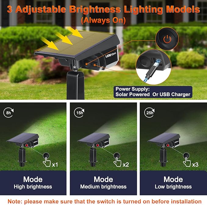 Solar Spot Lights IP65 Waterproof 40 LEDs Landscape SpotlightsUSB &amp Solar Powered Wall Lights Dark Sensing Auto On/Off3 Modes Outdoor Solar Garden Lights for Yard Porch 2 Pack
