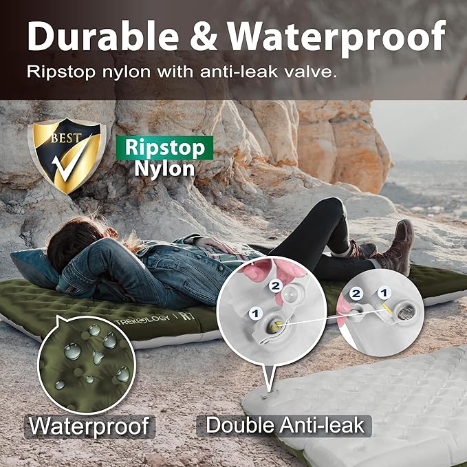 TREKOLOGY Sleeping Pad for Camping– Ultra-Lightweight 4 Thick Camping Mat with 7.2 R-Value for All Seasons– Compact Durable &amp Waterproof–Ideal for Backpacking Hiking and Outdoor Adventures UL