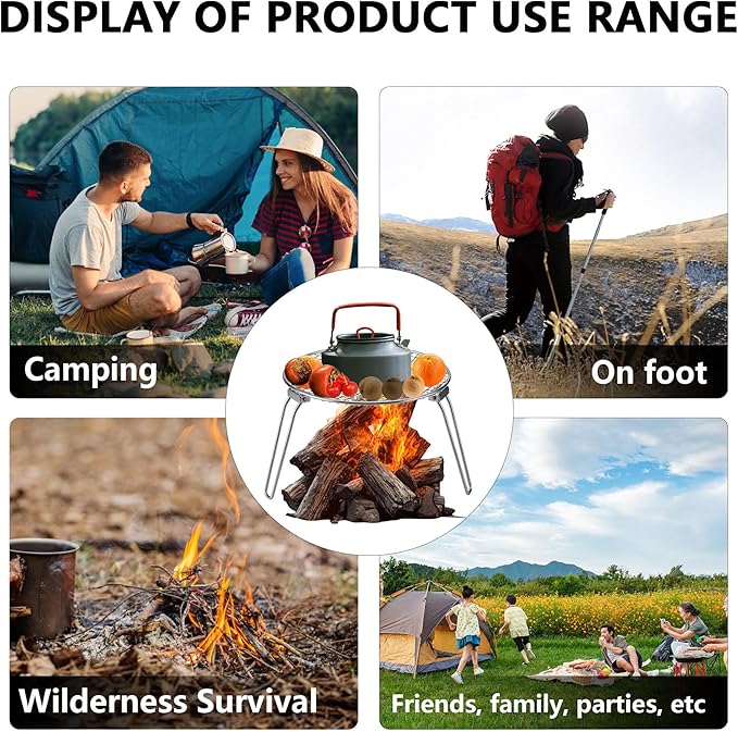 RROMATELX Small Folding Camping Grill304 Stainless Stee Portable Camping StoveCampfire GrateHeavy Duty Rack Camping with Carrying Bag for Outdoor Cooking Backpacking Hiking Picnic BBQ