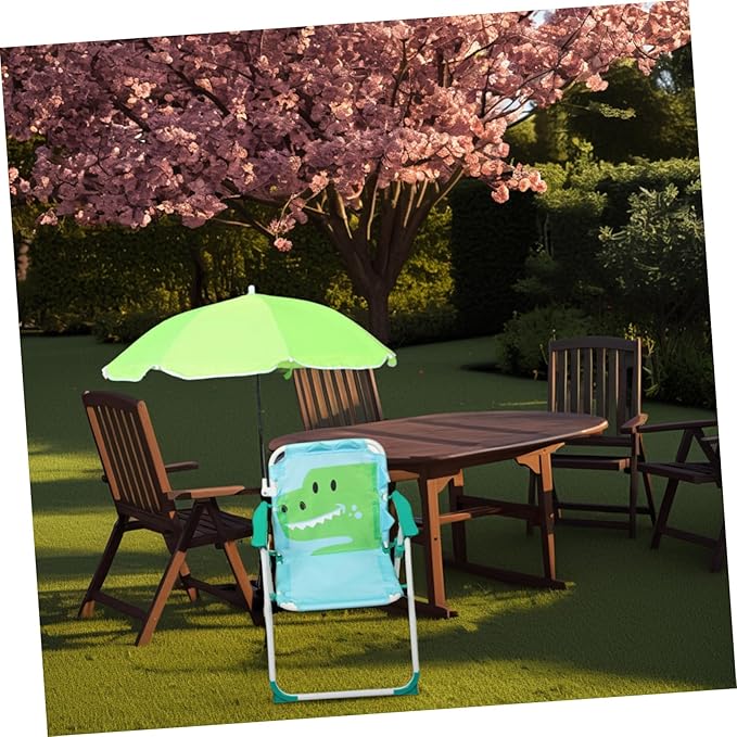 KICHOUSE Camping Chair for Boys and Girls Integrated Umbrella Frame Portable Folding Beach Chair for Outdoor Use