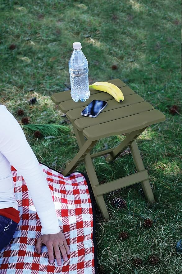 Camco 21042 Quick-Folding Adirondack Table Plastic Sage
