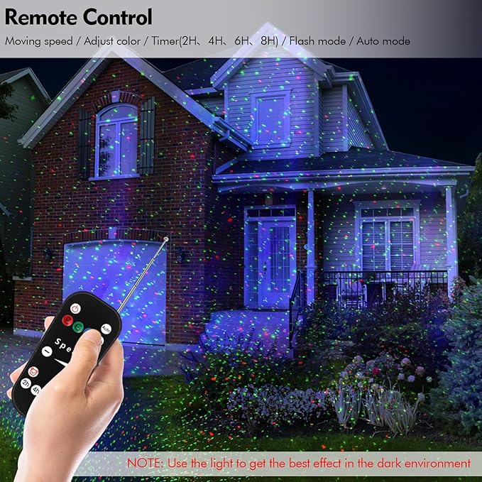 Poeland Christmas Laser Projector Lights with Remote Control and Security Lock Halloween Garden Lights for Indoor Outdoor Home Garden (Red Green Led Blue)
