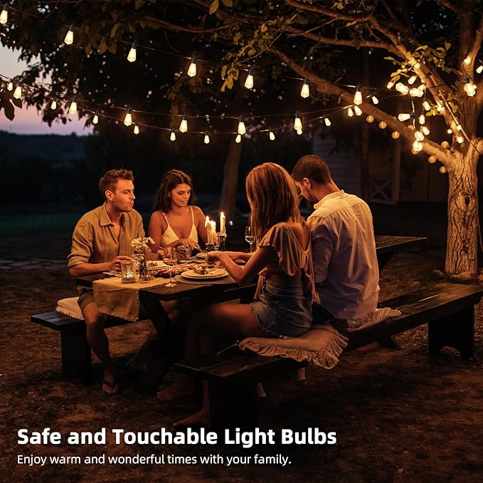 LED Outdoor String Lights 25FT Outside Waterproof Patio Lights with 12+1 Shatterproof ST38 Edison Bulbs 2700K Warm White Hanging Light Dimmable Light for Back Yard Porch Party Gezebo