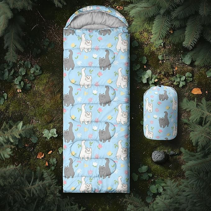 Space Astronaut Sleeping Bag for Boys KidsCute Space Rockets Lightweight Portable Compact with Compression SackMoon and Stars Clouds Camping Bag for Backpacking Travelling Outdoor Hiking