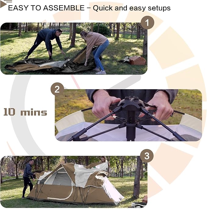 6 Person Family Camping TentWaterproof Windproof with Top RainflyEasy Set UpPop Up Tent for Outdoor Camping Hiking Trave