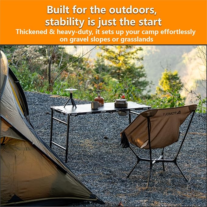 Camping Table Portable Folding Table 40.9x18.9 (Innovative Nitrogen Gas Strut) Adjustable Heights Outdoor Folding Tactical Table with Carry Handle Bonus Storage Bag for Camping Picnic Party