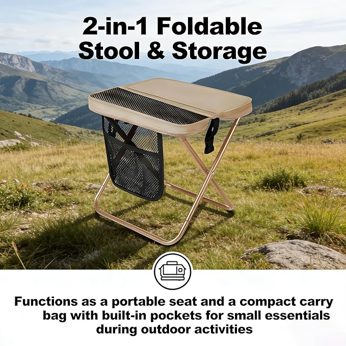 2026 New Portable Foldable Backpack Stool Lightweight Camping Chair with Carrying Bag for Adults Perfect for Hiking Fishing Picnic Outdoor Activities (Green Large)
