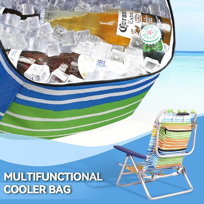 OFIKA Backpack Beach Chairs for Adults Folding Beach Chairs with 5 Adjustable PositionsCamping Chairs with HeadrestTowel Rack and Cup HolderSupports up to 300lbs (Colorful 4 Pack)