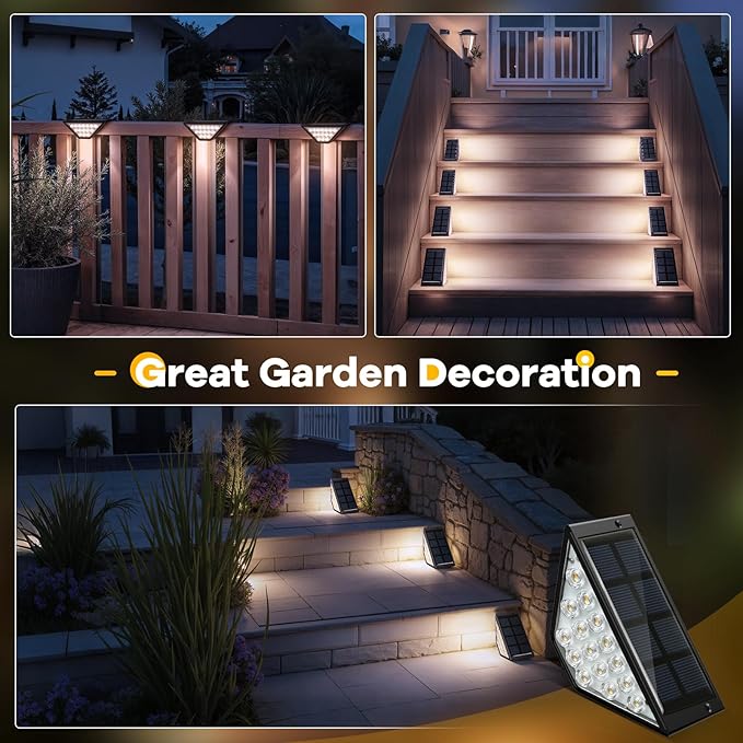 Solar Step Lights for Outside Solar Stair Lights Outdoor Waterproof Deck Step Lights for Fence Patio Yard Porch Front Door Sidewalk Garden Patio Decor (10 Cool White)