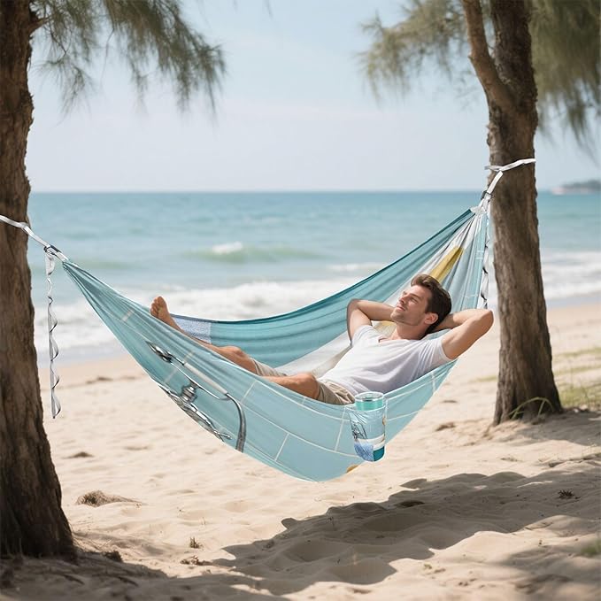 Dog Sitting in Bathtub Hammock 330 lb Capacity Travel Camping Hammock with Tree Straps Portable Lightweight for Outdoor Beach Backpacking Backyard Patio