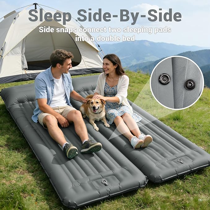 Inflatable Camping Sleeping Pad with 8 in Pillow Thick 4.7 Inch Ultralight Camping Pad with Built-in Pump Compact Self Inflating Sleeping Pad for Backpacking Hiking Travel Tent