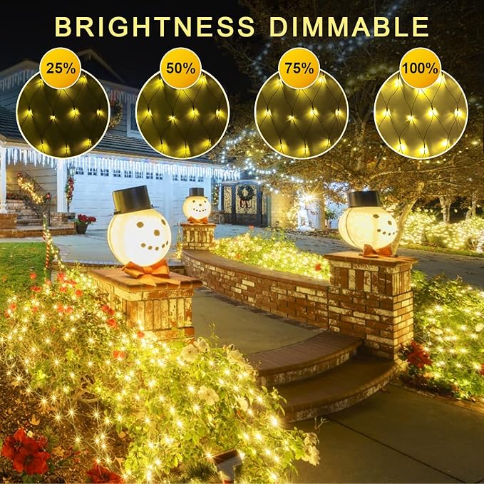 JMEXSUSS 360 LED Christmas Net Lights Outdoor Waterproof Connectable 12ft x 5ft Net Lights Outdoor Mesh Lights with Remote Plug in Warm White Net Lights for Bushes Shrubs Christmas Decorations