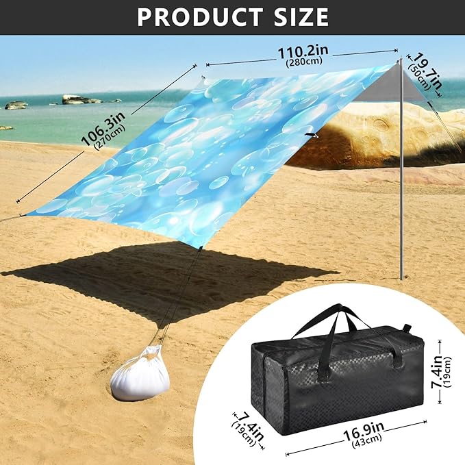 Very Light Blue Bubble Background Camping Sun Shelter Beach Tent Portable Beach Sun Shade Outdoor Canopy for Camping Trips Fishing Picnic