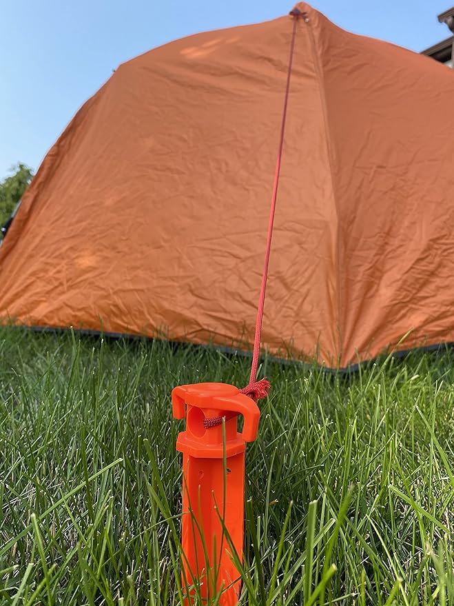 16 12 PCS Tent Pegs Garden Stakes Durable and Strong Plastic Tent Stakes for Beach Mat Camping Hiking Garden Landscape Stakes Orange Stakes UV Resistant