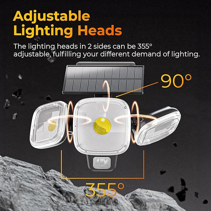 Solar Motion Sensor Outdoor Lights 3 Modes LED Security Flood Light with Remote Control IP65 Waterproof Solar Powered Outside Wall Light for Garden Patio Garage Yard (Black 2 Pack)