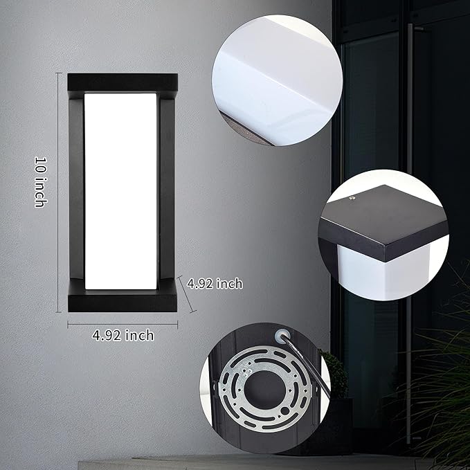 Wrasse Porch Lights Outdoor 2000 Lumen Wall Light Fixtures 6500K Modern Exterior Sconces Wall Lighting for House Outside(2 Pack)