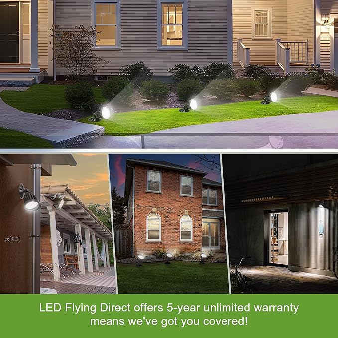25 Watt LED Spot Light - 3500 Lumens - Color Selectable 30K/40K/50K - 42°Beam - Knuckle Conduit Mount - LED Landscape Flood Light - 80W MH Equivalent UL and DLC Certified (6-Pack)
