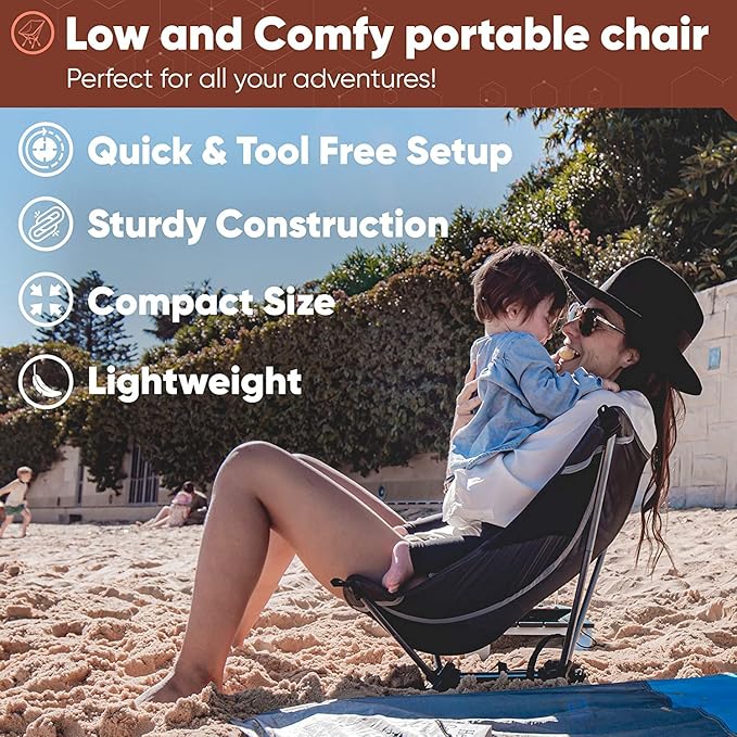 TREKOLOGY Ultralight Camping Chair &amp Sand Mat Bundle - Lightweight Folding Chair with Carry Bag Compact Sand Mat for Outdoor Activities Perfect for Beach Hiking and Camping
