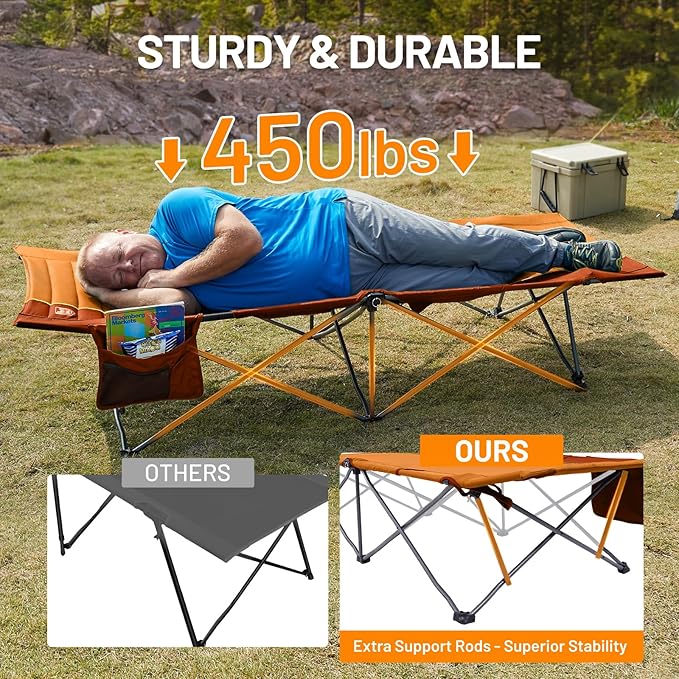 TIMBER RIDGE Extra Wide Heavy Duty Camping Cot for Adult Easy Set Up Oversized Sleeping Cot with Carry Bag for Camping Travel and Outdoors Support up to 450lbs