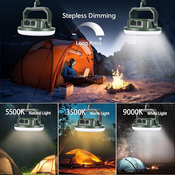 VAVOFO 2Pcs 10000mAh 4000LM LED Camping Lantern Rechargeable 3 Lighting Modes Portable Tent Light with Magnet IP65 Waterproof Hanging Light for Emergencies Power Outages Hurricane（2Pcs）