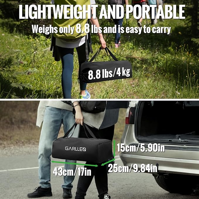 GARLLEN Folding Camping Table 2-Height Adjustable Portable Picnic Table with Roll-up Tabletop Lightweight Aluminum Outdoor Table with Storage Net &amp Carrying Bag for Camping Picnic BBQ