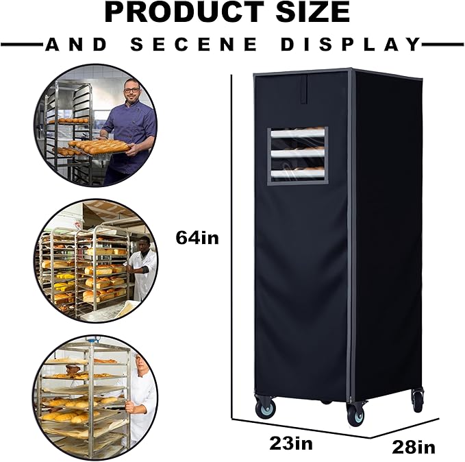 Bakery Rack Cover with Zipper23X28X64 High Density Waterproof and Dustproof20tier Sheet Pan Rack/Bun Pan Rack Cover with Vents