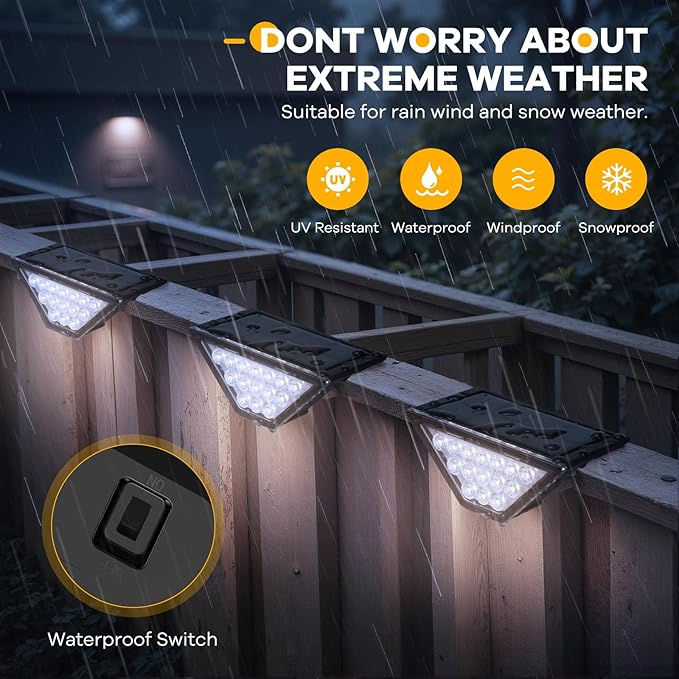 Solar Step Lights for Outside Solar Stair Lights Outdoor Waterproof Deck Step Lights for Fence Patio Yard Porch Front Door Sidewalk Garden Patio Decor (10 Cool White)