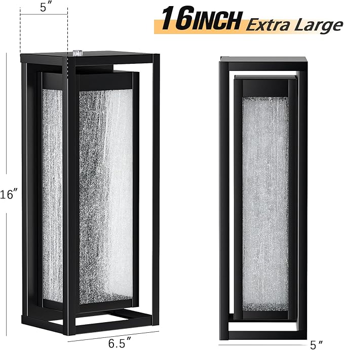 16'' LED Dusk to Dawn Outdoor Light Fixture 3000K Porch Lights Outdoor Wall Lights with Bubble Glass Industrial Exterior Lighting Farmhouse Wall Lantern Outside Sconce Lights for House Garage