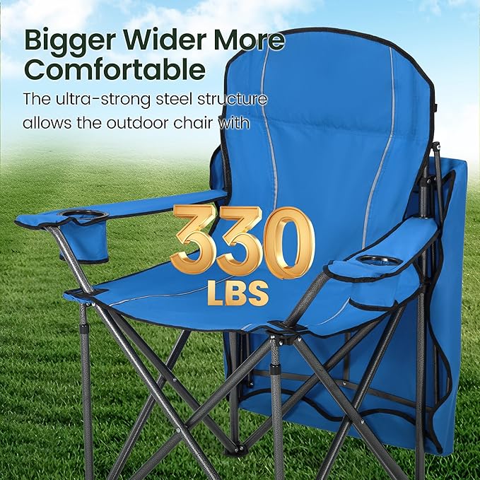 HIGH POINT SPORTS Camping Chairs with Shade Foldable Canopy Chair Folding Camping Shade Chair for Outdoor Camping Patio Support 350 LBS Blue