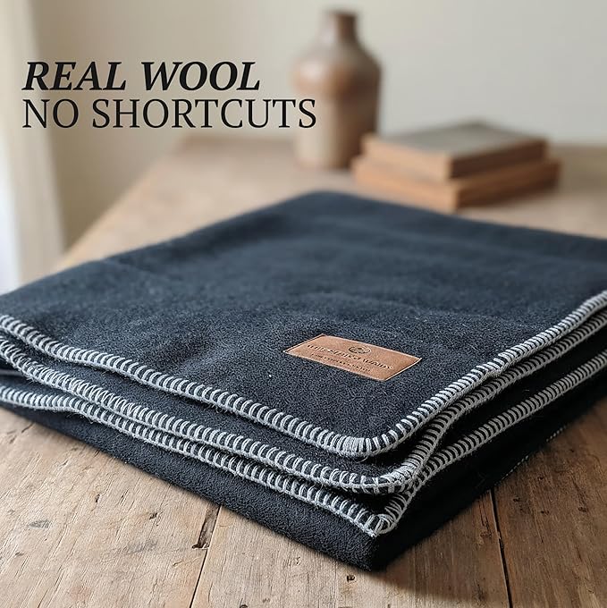 100% Wool Blanket - Premium Ultra-Soft &amp Warm Twin 62x 84 Large Size Blanket for Couch Bed Home Camping &amp Outdoors