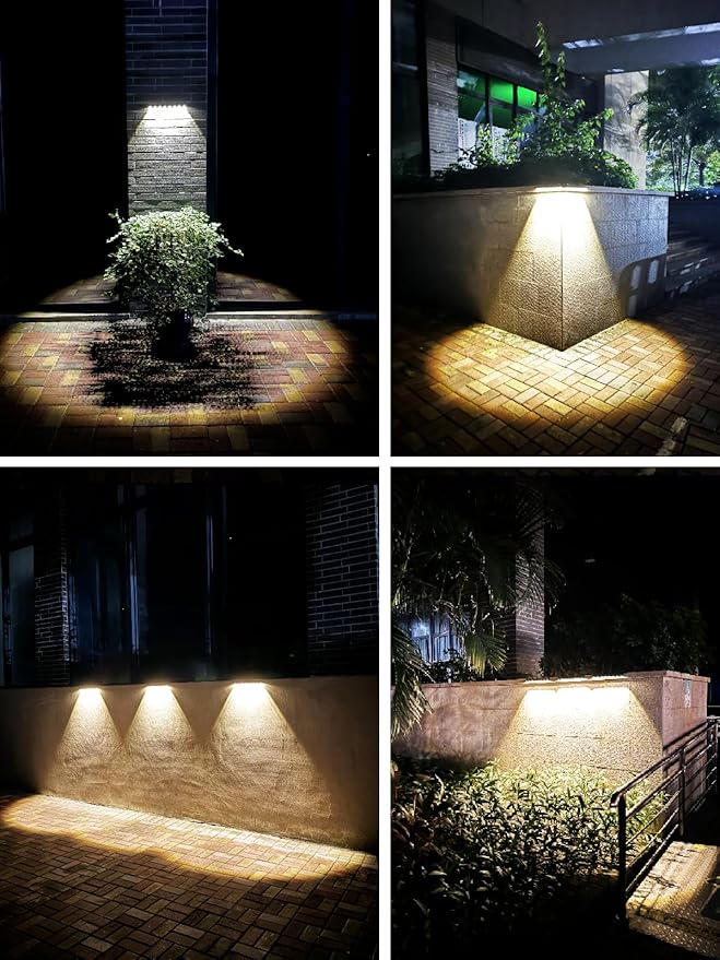 High Brightness Solar Fence Lights Solar Sign Lights Outdoor 2 Pack Automatic Charging and On/Off Light Switch 8 LED Beads for Gardens Porches Patios Decks Fencescapes-Cool Light