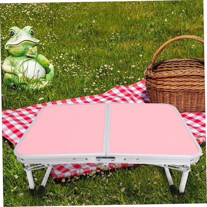 STOBAZA Aluminum Alloy Small Folding Table Portable Narrow Side Table for Dorm Reading Camping Desk Wide Surface for Laptop Books