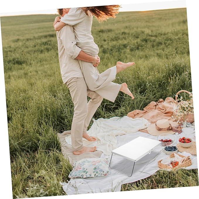 POPETPOP Lightweight Foldable Camping Table Stainless Steel Portable for Outdoor Cooking Picnics and Hiking Activities