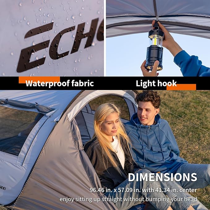 EchoSmile Instant Pop Up Camping Tent 2/4/6 Person Easy Setup Tent Water Resistant Dome Portable with Carry Bag
