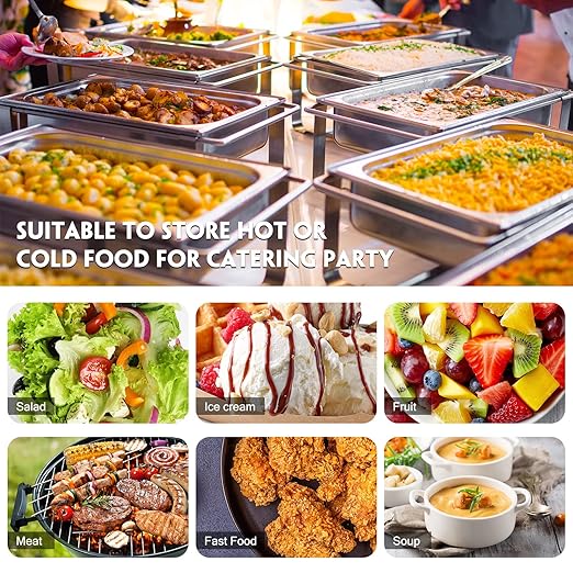 10 Pack Hotel Pans Stainless Steel Steam Table Pan 1/3 Size 0.8 mm Thick Anti Jam Warming Pans for Food Warmer Restaurant Catering Supplies 12.8 x 6.9 Inch(6 Inch DeepStandard)