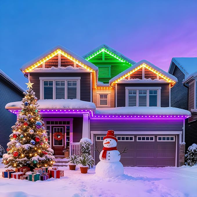 Permanent Outdoor Lights IP68 Waterproof Smart RGB+IC LED Christmas Light with 75 Scene Modes Holiday Lights for Christmas Halloween Work with Wi-Fi Alexa &amp Google Assistant (150ft)