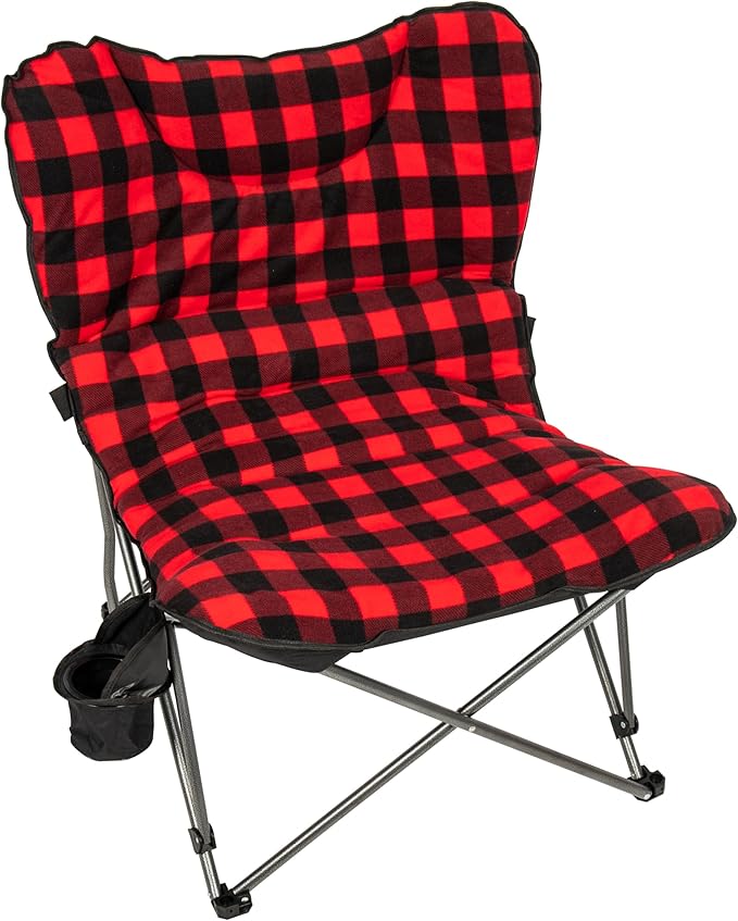 Camp &amp GO Extra Large Ultra Padded Outdoor Camping Chair Portable Folding Camp Chair with Wide Padded Seat Cup Holder and Carry Bag Multicolor