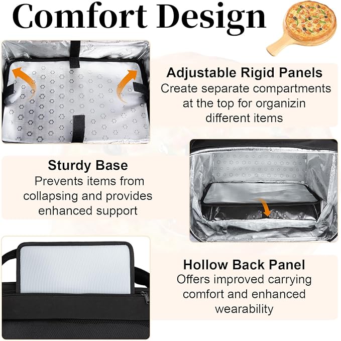 Food Delivery Backpack Expandable Delivery Backpacks for Hot/Cold with Reflective Strips and Cup Holder. Bike Delivery Bag Backpack Suitable for Uber Eats DoorDash and Camping