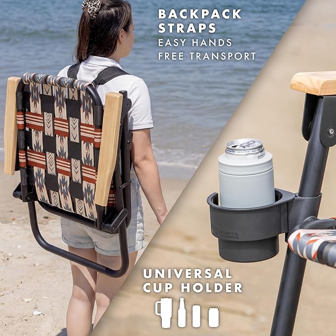 GoSports WOVN Beach Backpack Chair - 9 Styles Available - Premium Folding Camping Chair