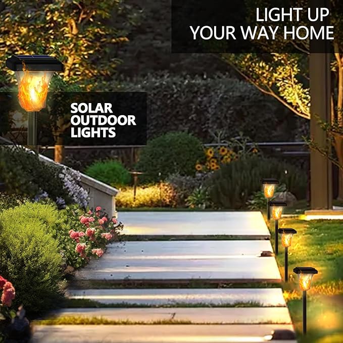 Swingers Solar Lights Outdoorwith Upgraded 2nd-gen Flame techLED Solar Torch Lights with Flickering FlameWaterproof Outdoor Garden Light for Christmas Garden Landscape Path Yard Patio (4)