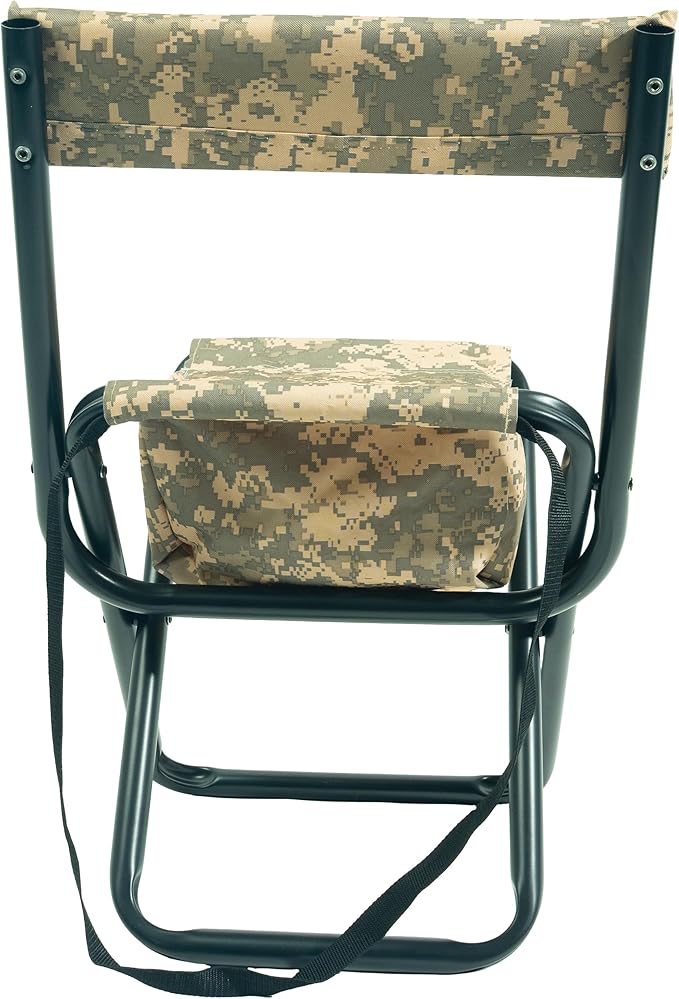 Rothco Deluxe Folding Stool with Back &amp Pouch - Portable Seating for Outdoor Adventures