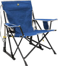 GCI Outdoor Kickback Rocker Camping Chair | Portable Folding Rocking Chair with Durable Armrests Drink Holder &amp Relaxed Lowered Seat for Comfort — Heathered Royal