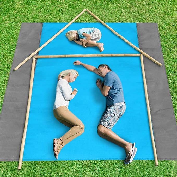 ISOPHO Beach Blanket 79''×83'' Picnic Blankets Waterproof Sandproof for 4-7 Adults Oversized Lightweight Beach Mat Portable Picnic Mat Sand Proof Mat for Travel Camping Hiking Packable w/Bag